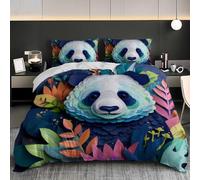 Juego de Ropa de Cama de 3 Piezas Funda Nordica 260x240 cm Vistoso Microfibra Suave Transpirable Recorte de Papel Panda Gigante Juego de Funda Nórdica con Cremallera para Niños y Adultos - Cama 180