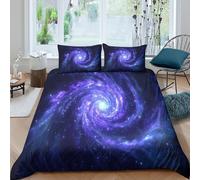 Juego De Ropa De Cama De 3 Piezas,The Universe, Mysterious Blue-Purple Spiral Galaxy 3D Impresión Microfibra Funda Nórdica Y Fundas De Almohada para Adolescentes Niño Niña Double（200x200cm）