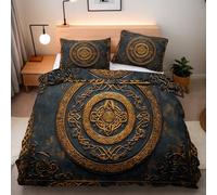 Juego de Ropa de Cama de 3 Piezas, Tótem Mito Microfibra Juego de Funda Edredon 135x200 cm y 2 Fundas de Almohada 50x75 cm, Geometría Sólido Microfibra cepillada Suav