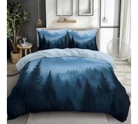 Juego de Ropa de Cama de 3 Piezas Vista Aérea del Bosque Brumoso Azul Claro Juego de Funda Nordica 200 x 200 cm y 2 x Fundas de Almohada de 50x75 para Ropa de Cama Infantil Niño Chico Niña