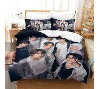 Juego De Ropa De Cama De, 3D Stray Kids Impresión Microfibra Juego De Fundas De Edredón Incluye Funda Nórdica Y Funda De Almohada Single(140x200cm)