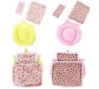 Juego de ropa de cama de 6 piezas, 2 juegos de accesorios para muñecas que incluyen almohadas, mantas, alfombrilla, para muñecas de peluche de 10-17 cm y osos de 12-14 pulgadas, regalos para niños