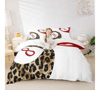 Juego de ropa de cama de 8 bolas para niños, diseño de leopardo Funky Y2K, con diseño de guepardo moderno, decoración de habitación para niñas, color blanco, rojo y marrón, 2 fundas de almohada (sin