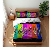 Juego De Ropa De Cama De Algodón Splatoon con Cremallera Transpirable Suave Y Lujoso Funda Nórdica + 2 Fundas De Almohada 50 X 75 Cm para Todas Las Estaciones (SP 01,180x220cm-Cama 105/120)