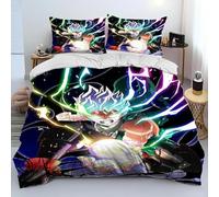Juego de ropa de cama de anime de 135 x 200 cm, funda nórdica para niño héroe, funda de almohada de 80 x 80 cm, con cremallera, microfibra 3D, ropa de cama de 2/3 piezas de regalo (b,V, 240 x 220 cm +