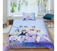 Juego De Ropa De Cama De BTS Bulletproof Boy De para Niños, Juego De Funda De Edredón Single（135x200cm）, De Decoración De La Habitación Nórdicas, Tema Bangtan Boys Single（135x200cm）
