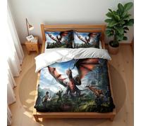 Juego De Ropa De Cama De Lujo Estilo Hotel Ark Survival Evolved 3 Piezas Funda Nórdica De Algodón Suave para Todas Las Estaciones (ASE 02,150x200cm-Cama 90)