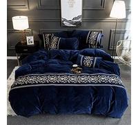Juego de Ropa de Cama de Lujo Guojm, Cubierta nórdica de Cubierta Velvet Flannel Silky Softlothes Cubiertas de colchas con sábanas para Almohadas (Azul 200 * 230cm)