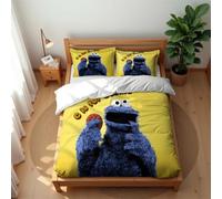 Juego De Ropa De Cama De Lujo Transpirable De Barrio Sésamo 210 Hilos Algodón Suave Fresco para Verano Cálido para Invierno Cómodo Y Antiácaros (SS 03,220x 240cm-Cama 150/160)