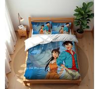 Juego De Ropa De Cama De Lujo Transpirable Detective Conan 210 Hilos Algodón Suave Fresco para Verano Cálido para Invierno Cómodo Y Antiácaros (Conan 01,180x220cm-Cama 105/120)