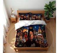 Juego De Ropa De Cama De Lujo Transpirable Michael Jackson 210 Hilos Algodón Suave Fresco para Verano Cálido para Invierno Cómodo Y Antiácaros (MJ 03,150x200cm-Cama 90)