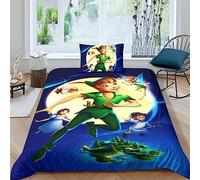 Juego De Ropa De Cama De Microfibra 3D, Funda Nórdica Peter Pan, Juego De Funda De Edredón Animación De Cremallera Oculta Single（135x200cm）