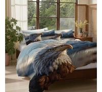 Juego De Ropa De Cama De Montañas Nevadas Águilas Marinas 135x200cm, Juego De Ropa De Representaciones Realistas De Animales, Estampada 3D Suave Y Confortable con 1 Fundas de Almohada, Marrón