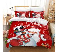 Juego de Ropa de Cama de Navidad con diseño de Papá Noel,Ropa de Cama de Microfibra Suave con Diseño de Alce de Papá Noel, Regalo para Navidad (Muñeco de Nieve de Navidad, 220 x 240 cm)