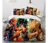 Juego de ropa de cama de personajes de anime, 155 x 220, funda nórdica y funda de almohada de 80 x 80 cm, microfibra con cremallera, regalo para niños (C, V, 155 x 220 cm + 80 x 80 cm)