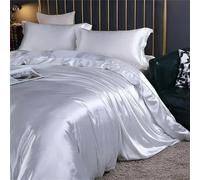 Juego de Ropa de Cama de Seda de Morera Natural, Juego de Funda nórdica Sedosa de satén tamaño Queen con sábanas, Juego de Cama King Size