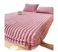 Juego de ropa de cama de terciopelo de invierno para camas tamaño King y Queen, funda de colchón de felpa suave, cálida y gruesa, acogedora, para estudiantes, color morado y rosa, 200 x 220 cm