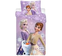 Juego de ropa de cama Disney Frozen para cama junior | Funda de edredón 100x135 cm y funda de almohada 40x60 cm, 100% algodón | Ropa de cama suave de Elsa Anna y Olaf para bebés y niños pequeños |