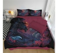 Juego De Ropa De Cama Dos Dragones Uno Frente Al Otro Símbolo del Yin Y El Yang 260x240cm, Suave Estilo De Fantasía Oriental Juego De Fundas De Edredón Incluye 1 Funda Nórdica Y 2 Fundas de Almohada