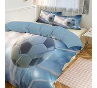 Juego De Ropa De Cama El Fútbol Vuela hacia La Red, Juego De Cama con Tema Deportivo Dinámico con Cremallera Y 2 Fundas de Almohada, Suave Fundas Nórdicas Camas para Dormitorio 260x240cm