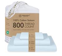 Juego de Ropa de Cama en satén de 800 Hilos, 100% algodón, Juego de Ropa de Cama de 4 Piezas, sábanas Lisas, Tejido en satén, tamaño Grande, Color Blanco, de Threadmill Home Linen.