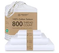 Juego de Ropa de Cama en satén de 800 Hilos, 100% algodón, Juego de Ropa de Cama de 4 Piezas, sábanas Lisas, Tejido en satén, tamaño Grande, Color Blanco, de Threadmill Home Linen.