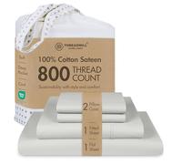 Juego de Ropa de Cama en satén de 800 Hilos, 100% algodón, Juego de Ropa de Cama de 4 Piezas, sábanas Lisas, Tejido en satén, tamaño Grande, Color Blanco, de Threadmill Home Linen.