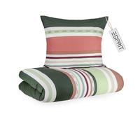 Juego de ropa de cama Esprit Renforcé 155x220 algodón verde - Funda de edredón boho + Funda de almohada 80x80 cm - Juego de ropa de cama de lujo de 2 piezas en calidad hotelera transpirable - Funda de