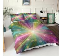 Juego de Ropa de Cama Galaxy Star - Juego de Funda Nórdica Reversible Moderna con Temática de Neón y Luz de Estrellas - Funda de Edredón Decorativa para Festivales de Niños Adolescentes y Adulto