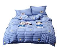 Juego de ropa de cama infantil, Animal Patrón, funda de edredón + fundas de almohada, 100% algodón (Azul/oso, 2 Pièces Cama 80/90-150 x 220 cm)