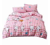 Juego de ropa de cama infantil, Animal Patrón, funda de edredón + fundas de almohada, 100% algodón (Rosa/conejo, 2 Pièces Cama 80/90-140 x 200 cm)