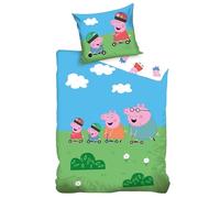 Juego de Ropa de Cama Infantil | Funda Nórdica 140x200 cm + Funda de Almohada 50x70 cm, 100% Algodón | Suave y Transpirable | Diseño Oficial (Peppa Pig)