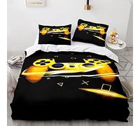 Juego De Ropa De Cama Juvenil Infantil Niño Adulto, Funda De Edredón Gamer 3D Gamepad Video Funda Nórdica Control de Juego 80/90/105/135/150 cm Ropa De Cama (Amarillo,Cama 105 cm,180x210 cm)