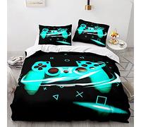 Juego De Ropa De Cama Juvenil Infantil Niño Adulto, Funda De Edredón Gamer 3D Gamepad Video Funda Nórdica Control de Juego 80/90/105/135/150 cm Ropa De Cama (Azul Claro,Cama 80/90 cm,155x220 cm)