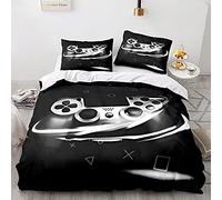 Juego De Ropa De Cama Juvenil Infantil Niño Adulto, Funda De Edredón Gamer 3D Gamepad Video Funda Nórdica Control de Juego 80/90/105/135/150 cm Ropa De Cama (Gris,Cama 80/90 cm,155x220 cm)