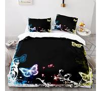 Juego De Ropa De Cama Mariposas 220 X 240 Cm Funda Nordica Cama 150 Infantil Poliéster Viene con 2 Fundas De Almohada De 40X75Cm. Antiarrugas Sin Hierro