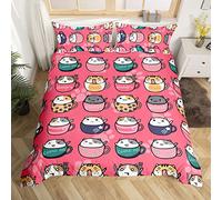 Juego de Ropa de Cama niños,de Gatos Gatitos,Individual,niñas,niños,Dormitorio,de Dibujos Animados,Taza de Animales,Gato,Funda de edredón Reversible Kawaii