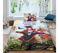 Juego De Ropa De Cama para Alicia en el País de Las Maravillas con Impresión 3D, Juego De Funda para Edredón con Cremallera, Microfibra Suave Funda Nordica con Fundas De Almohada Single（135x200cm）