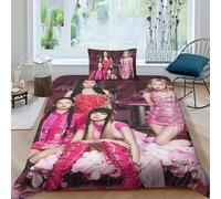 Juego De Ropa De Cama para Blackpink con Impresión En 3D, Juego De Funda para Edredón con Cremallera, Microfibra Suave Funda Nórdica con Fundas De Almohada Single(135x200cm)