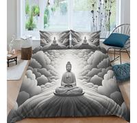 Juego De Ropa De Cama para Buda con Impresión En 3D, Juego De Funda para EdRojoón Estilo Oriental con Cremallera, Niños Adultos Funda King（220x240cm）