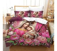 Juego De Ropa De Cama para Jesús - Religión con Impresión 3D, Juego De Funda para Edredón con Cremallera Oculta, Microfibra Suave, Funda Nórdica con Fundas De Almohada Single（140x200cm）