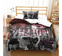 Juego De Ropa De Cama para Niños, Juego De Ropa De Cama De Microfibra, Blackpink 3D, Fundas Nórdicas con Cremallera Oculta Y Funda De Almohada Single(135x200cm)