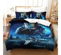 Juego De Ropa De Cama para Niños, Juego De Ropa De Cama De Microfibra, Lewis Hamilton 3D, Fundas Nórdicas con Cremallera Oculta Y Funda De Almohada Single(140x200cm)