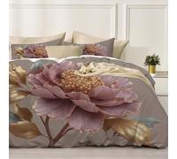 Juego De Ropa De Cama Peonía Rosa 3D, Juego De Cama con Lujo Vintage con Cremallera Y 2 Fundas de Almohada, Suave Fundas Nórdicas Camas para Dormitorio 260x240cm