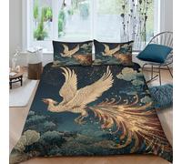 Juego De Ropa De Cama Phoenix, with A Long Tail, Flies Across The Night Sky,impresión 3D Funda De Edredón,Funda Nórdica 3 Piezas,con Funda De Almohada para Niñas Y Niños Double（200x200cm）