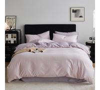 Juego de ropa de cama Queen Size con funda nórdica, 100% algodón lavado, tacto lino, súper suave y transpirable, 4 piezas, rayas sencillas. El juego de sábanas incluye 1 funda nórdica y 2 fundas de a