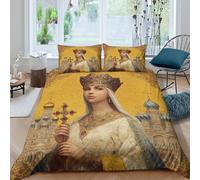 Juego De Ropa De Cama Retrato de Mujer Joven Funda Nórdica Y Fundas De Almohada Estilo Medieval Impresión 3D, para Niños Y Adultos Y Adolescentes Double(200x200cm)