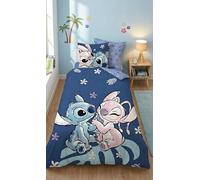 Juego de cama Stitch & Angel Leaf, funda nórdica reversible de 140 x 200 cm + funda de almohada de 65 x 65 cm, polialgodón