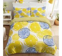 Juego de ropa de cama tamaño Super King con estampado de frutas y verano; no necesita planchado, transpirable, de fácil cuidado, con 37 fundas de almohada, para adultos