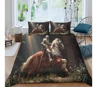 Juego De Ropa De Cama Valientes Caballeros en Europa en el Siglo XV Funda Nórdica Y Fundas De Almohada Impresión 3D, para Niños Y Adultos Y Adolescentes King(220x240cm)